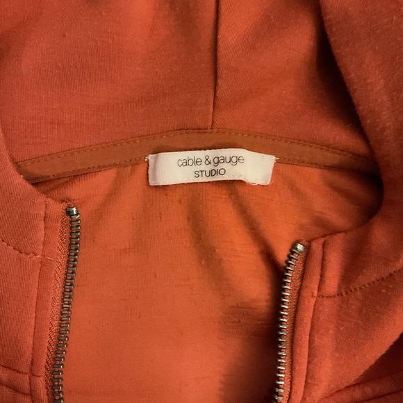Cable & Gauge Rust Orange Zip-Up Hoodie - Picture 2 of 7